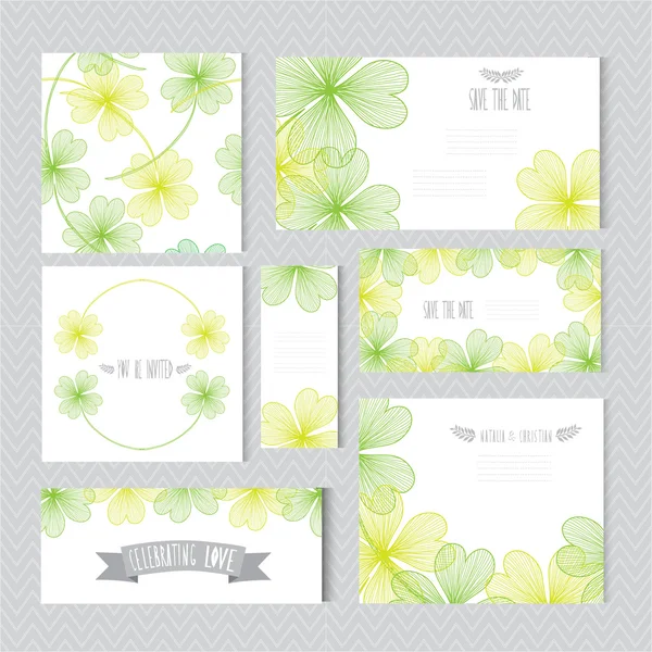 Set di carte floreali — Vettoriale Stock