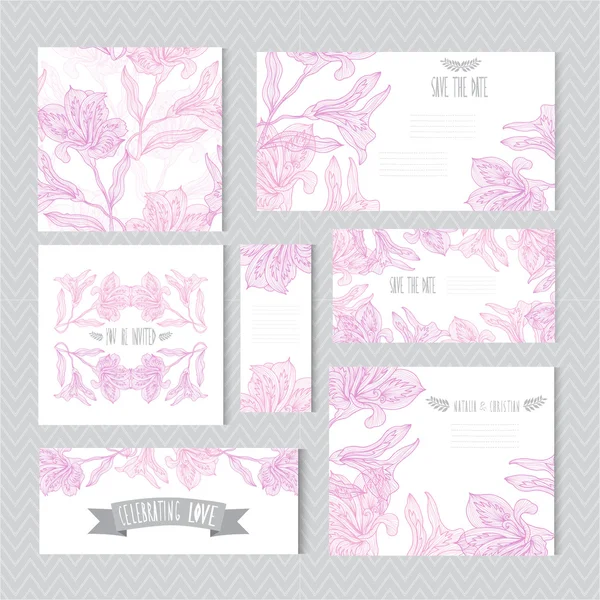 Set de cartes florales — Image vectorielle