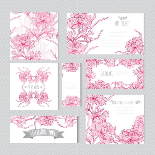 Floral kaarten set Vectorbeelden