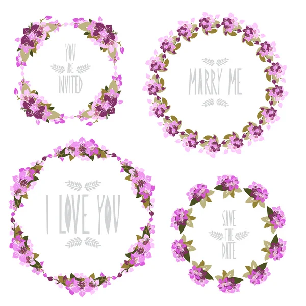 Conjunto de quadros florais —  Vetores de Stock