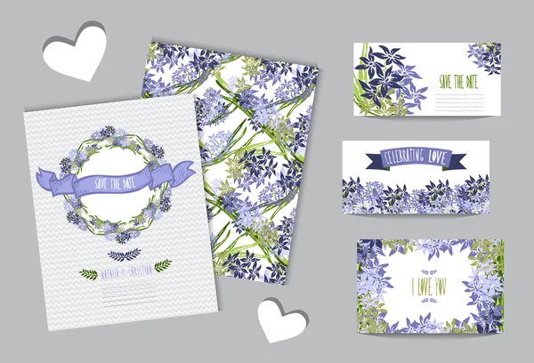 Conjunto de tarjetas florales — Vector de stock