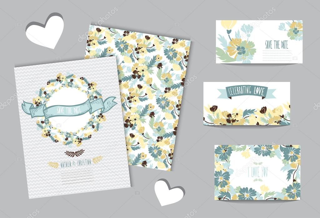 floral cards set