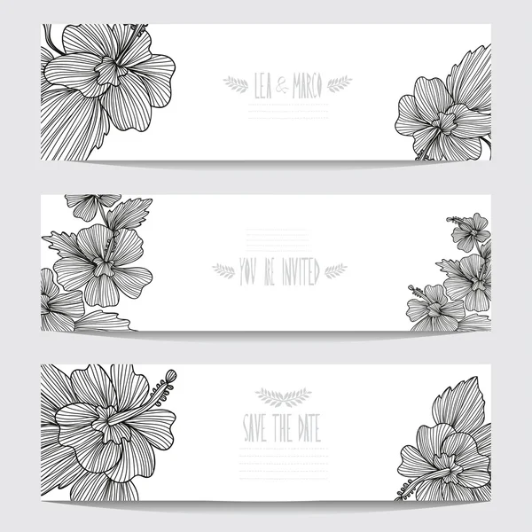 Set di carte floreali — Vettoriale Stock