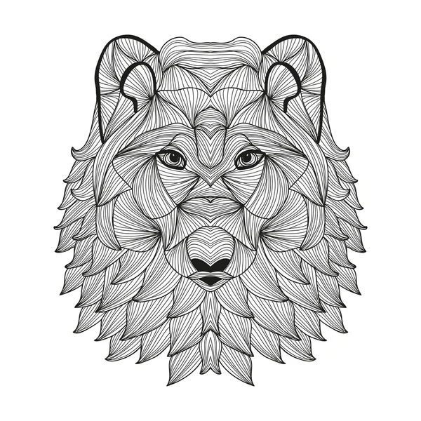 Loup décoratif dessiné à la main — Image vectorielle