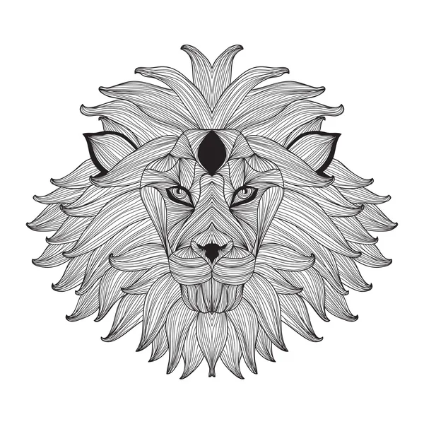 Lion décoratif dessiné à la main — Image vectorielle