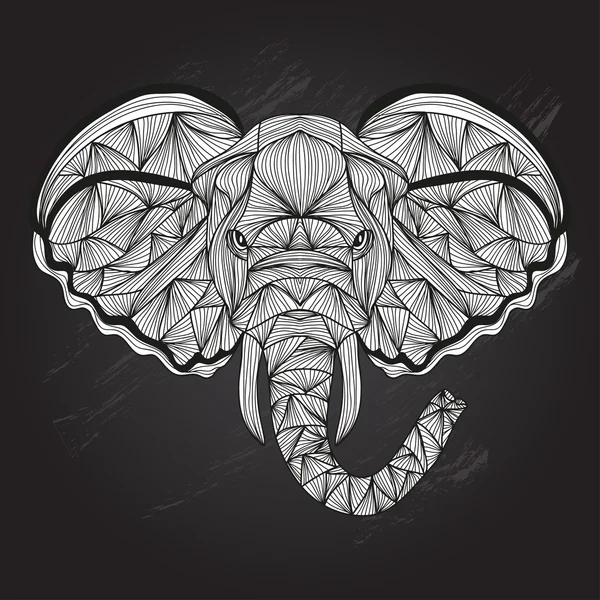 Elefante decorativo dibujado a mano — Vector de stock