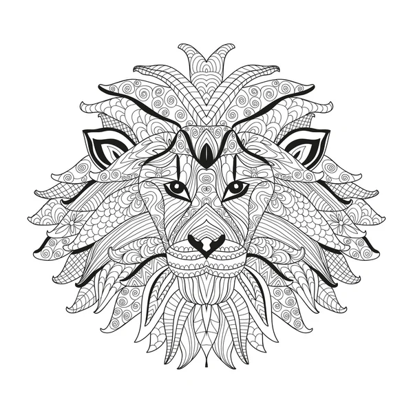 Lion décoratif dessiné à la main — Image vectorielle