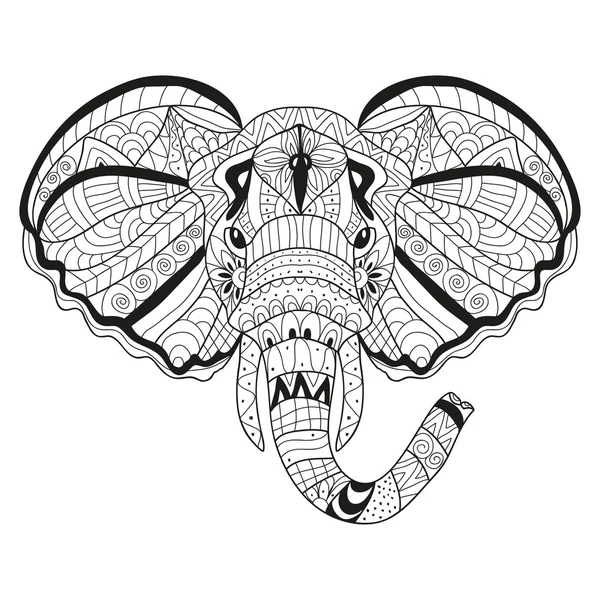 Handgezeichneter dekorativer Elefant — Stockvektor