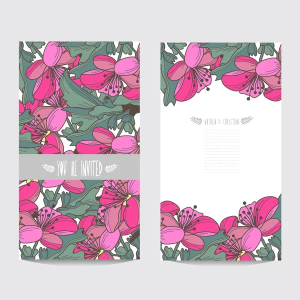 Conjunto de cartões florais — Vetor de Stock