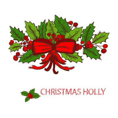 hand drawn holly decor