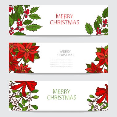 winter holidays cards set