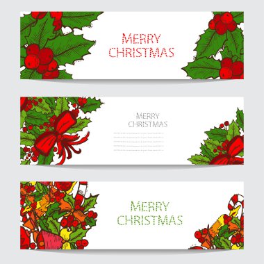 winter holidays cards set