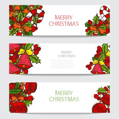 winter holidays cards set