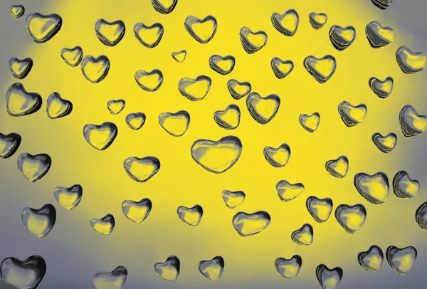 Abstract Background Hearts Water Drops Trendy Colors 2021 Grey Yellow — Stock Photo, Image