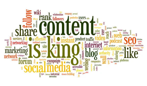 Le contenu est roi conept dans word tag cloud — Photo