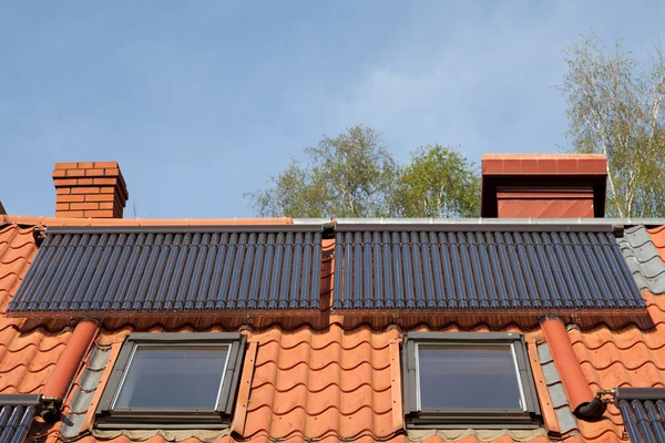 Solar pipes on roof — Stock Photo, Image