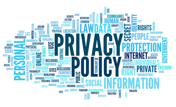 Privacybeleid in word de wolk van de markering — Stockfoto