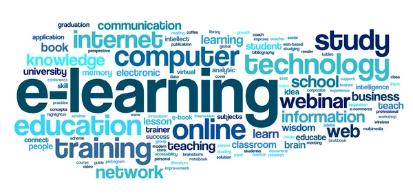 E-Learning-Konzept in der Tag Cloud Stockfoto