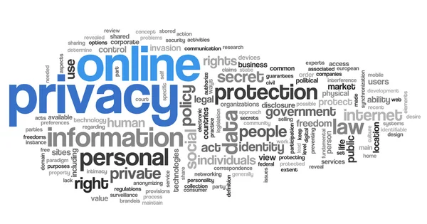 Privacy online in word tag cloud Immagini Stock Royalty Free