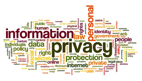 Privacy van gegevens in de wolk van de markering van de woord Stockafbeelding