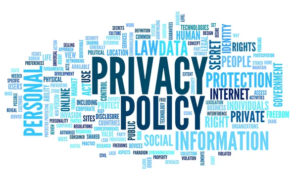 Informativa sulla privacy in word tag cloud Foto Stock Royalty Free