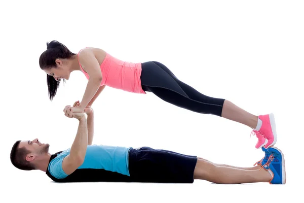 Face to face push-ups — Stock Photo, Image