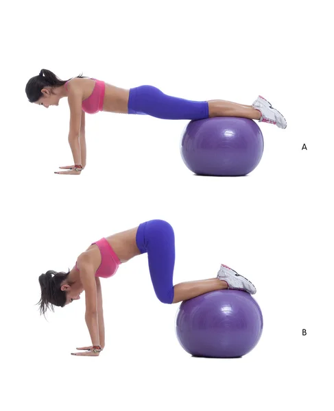 Stability Ball Knee Tuck — Stock Photo, Image