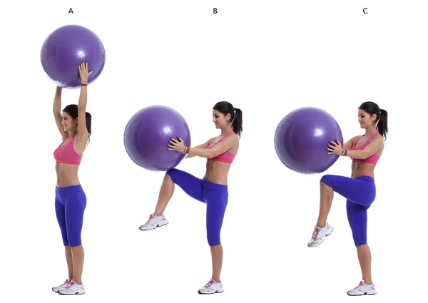 Swiss ball exercise for abs — Stock Photo, Image