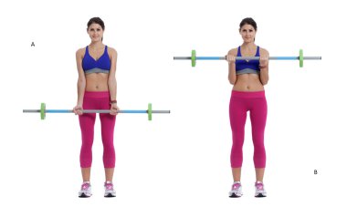 CURL bir halter ile ayakta