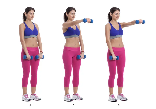 Alternating front dumbbell raise — Stock Photo, Image