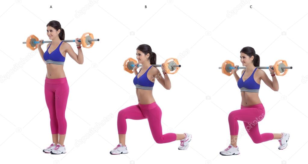 Barbell Lunges exercise — Stock Photo © blanaru 95336926
