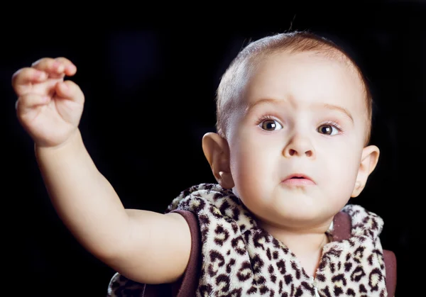 Bebê com a mão para cima — Fotografia de Stock