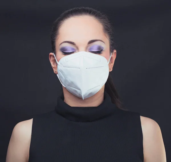 Woman Wearing Face Mask Closeup Epidemia Concept — Stock Photo, Image