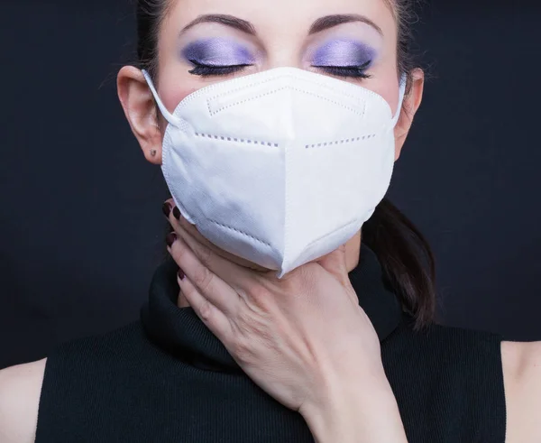 Woman Wearing Face Mask Closeup Epidemia Concept — Stock Photo, Image