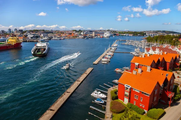 Stavanger cidade com marina — Fotografia de Stock