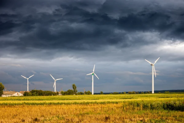 Vindkraftverk på fältet — Stockfoto