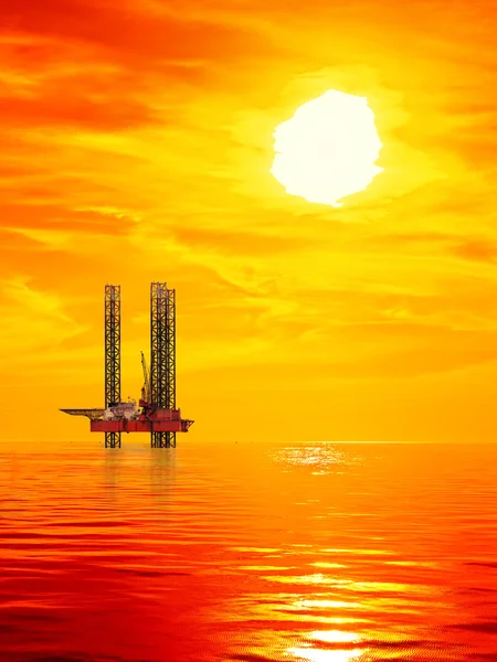 Plate-forme pétrolière au lever du soleil — Photo