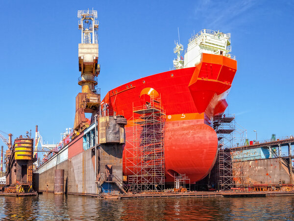 Ship on a dry dock