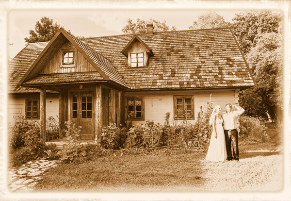 Wedding couple in retro style