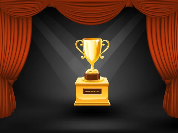 Trophy on theater scene. Vector — Stock Vector