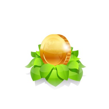 Madeni para ile yapraklar.