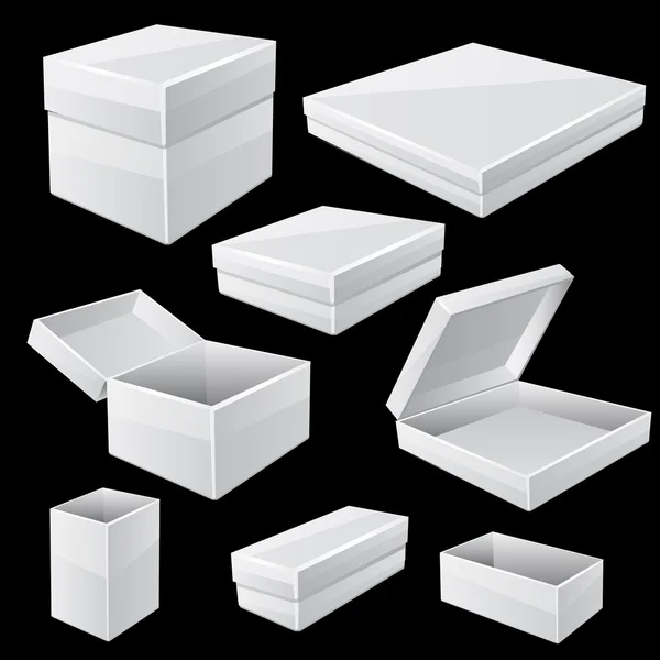 Cajas blancas Vector — Archivo Imágenes Vectoriales