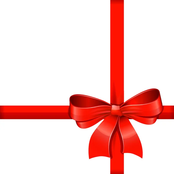 Red gift bow with ribbons. — Stockvector