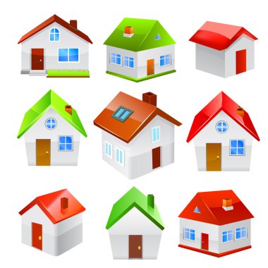 Yeşil çatılı evi. Vektör