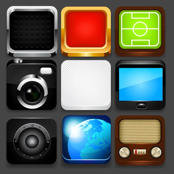 Conjunto de ícones de aplicativos. Vetor — Vetor de Stock