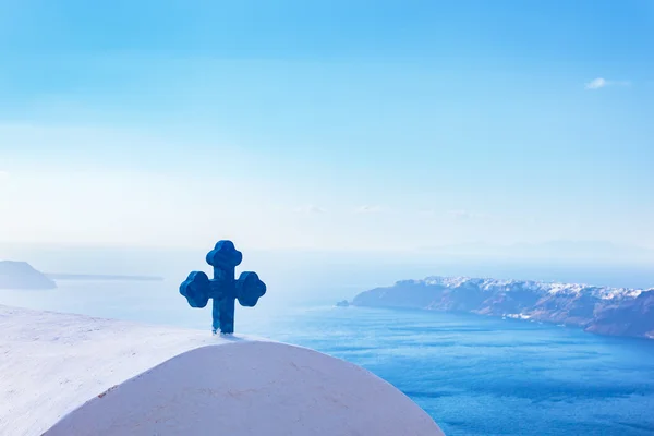 Blue cross on the church roof — Stock Photo, Image