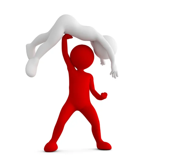 Toon czerwony człowiek pokonując jego konkurent — Zdjęcie stockowe