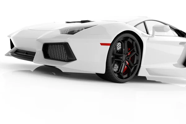 Bílé kovové rychlé sportovní auto — Stock fotografie