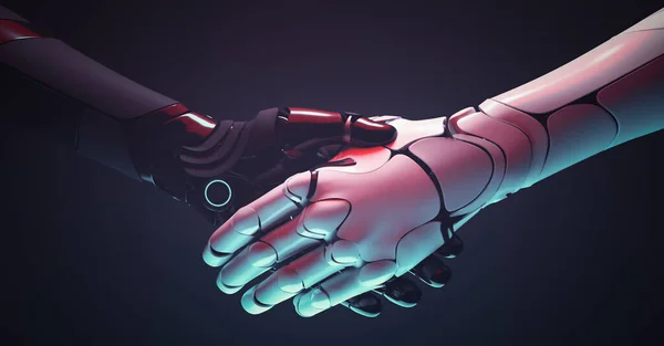 ロボットの握手 取引と合意のロボット的なジェスチャー — ストック写真