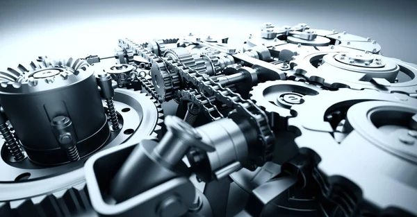 Mecanismo Engrenagens Engrenagens Máquina Industrial Motor Macro Close Ilustração — Fotografia de Stock